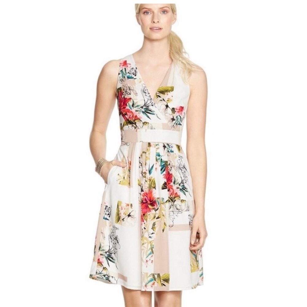 WHBM Womens Fit & Flare Floral Dress Catalina Feminine 10 NEW Wedding Guest